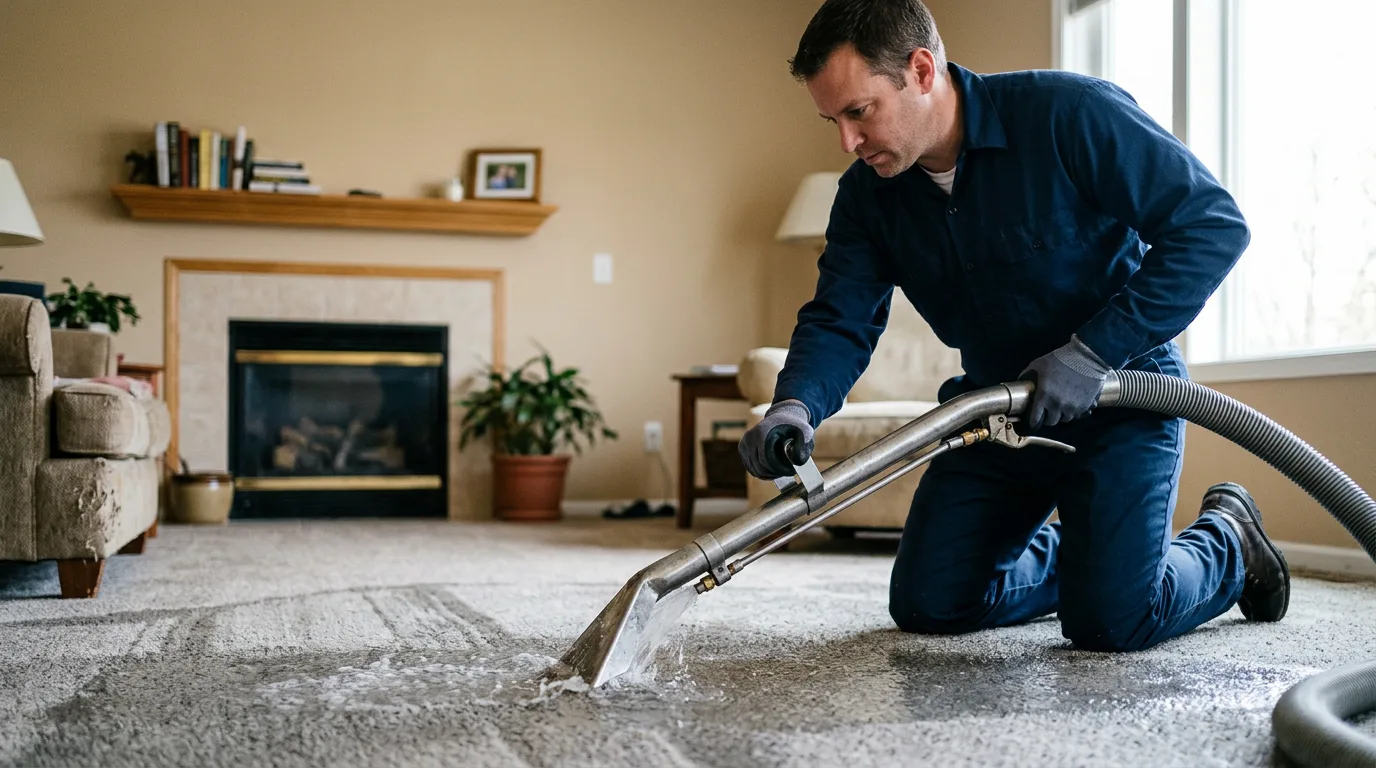 Water damage restoration technician working near Ludlow, PA
